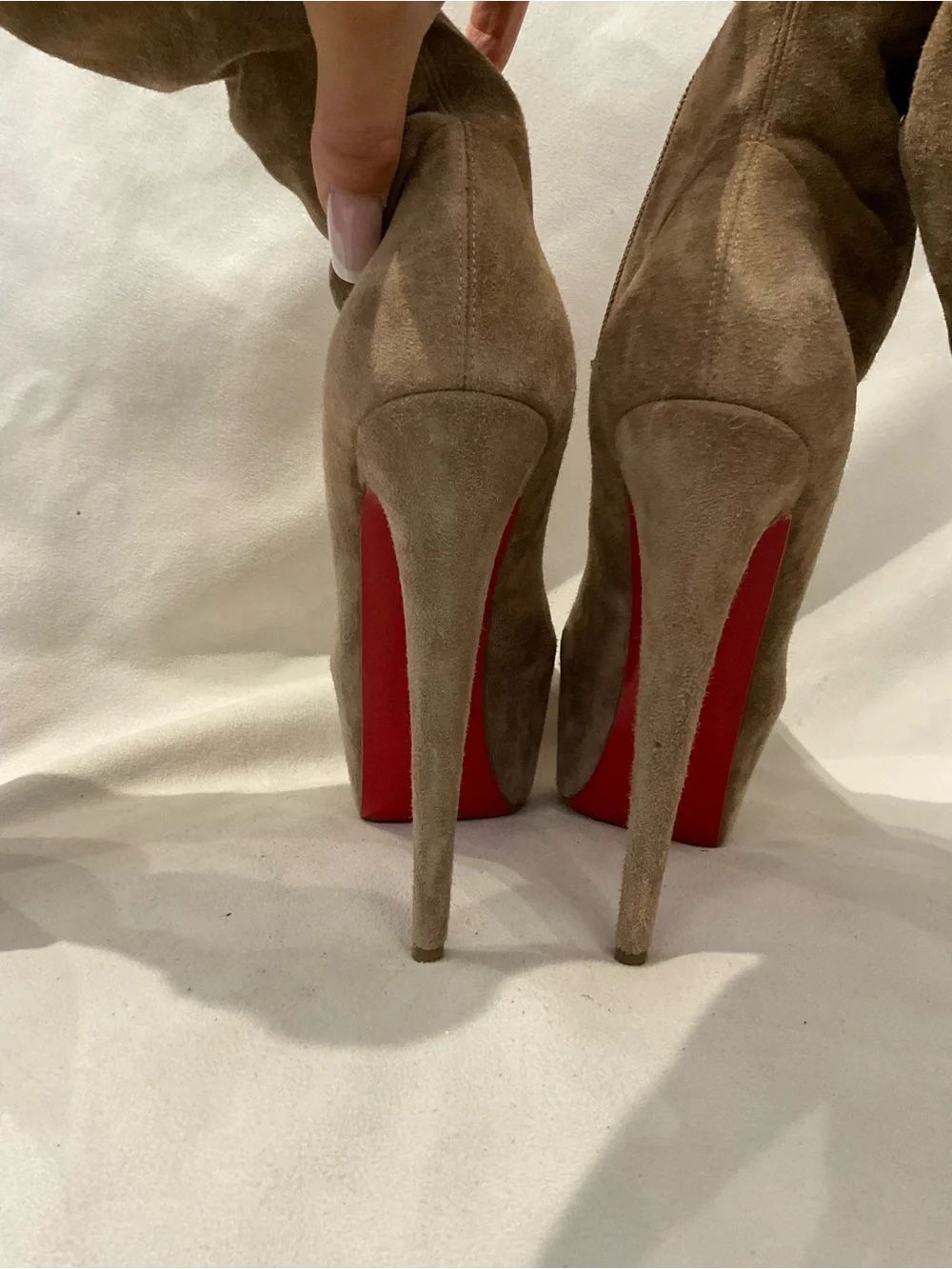 Christian Louboutin tan suede